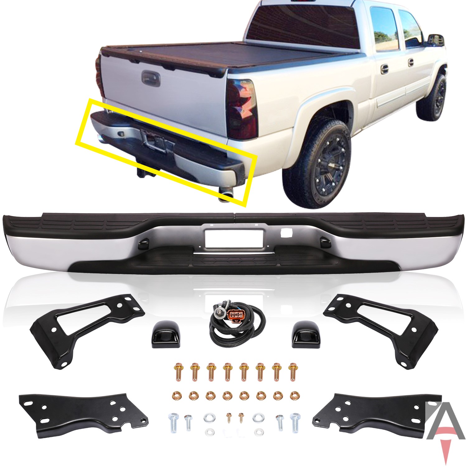 Steel Silver Rear Step Bumper Kit For 9907 Silverado Sierra 1500 w